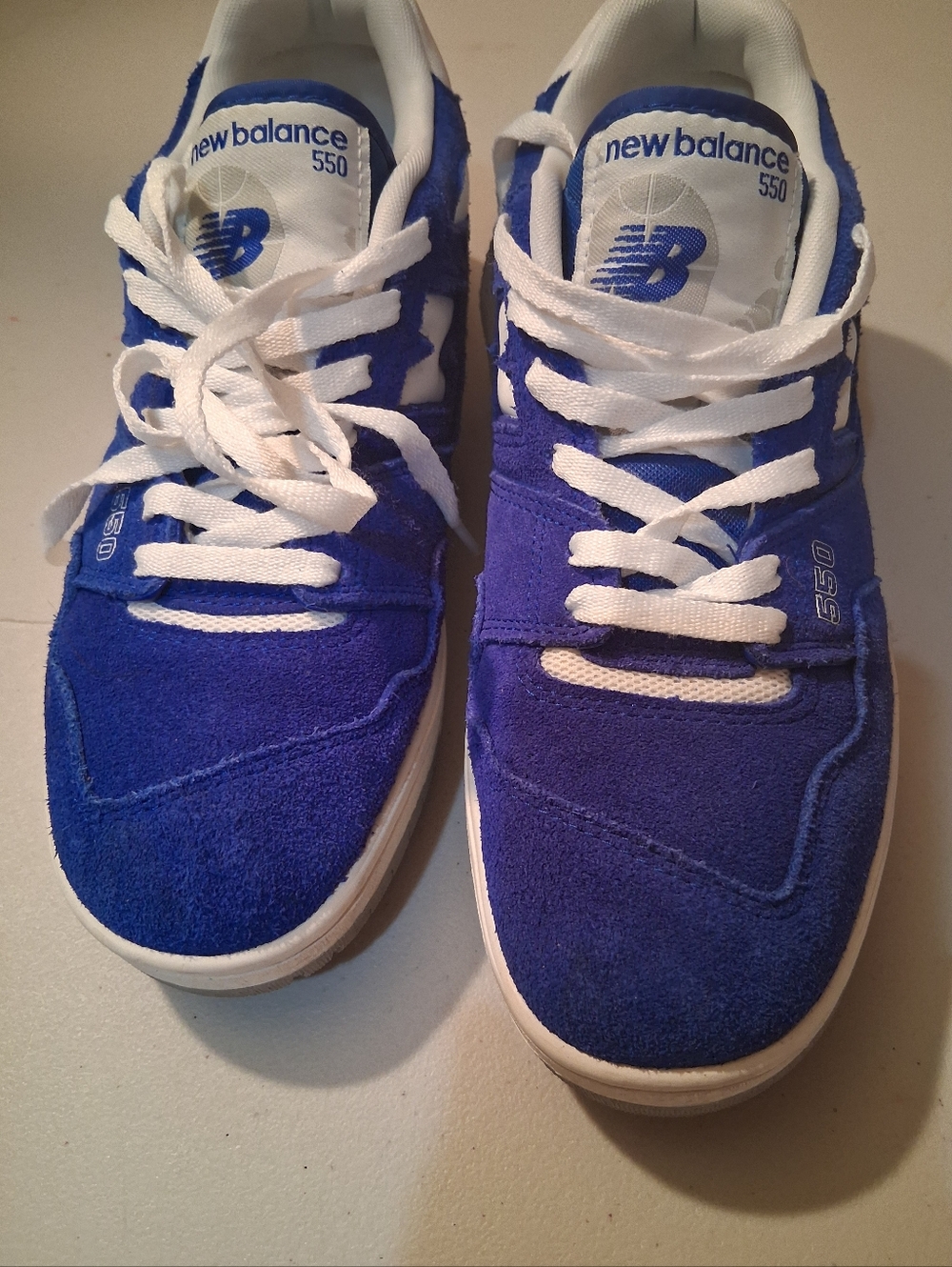 New Balance 550 Kids Suede Sneakers in Royal Blue